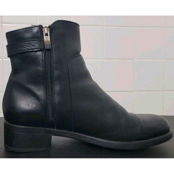 La Canadienne Black Leather Zip Up Ankle Boots Sz 8.5M 37013 Side Buckle - Picture 4 of 13